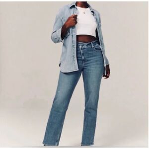NWT Abercrombie Jeans The Dad High Rise Jean Crossover Waist‎ size 33/16s $89